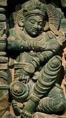 Ancient Indian Deity: Stone Sculpture of Hindu God