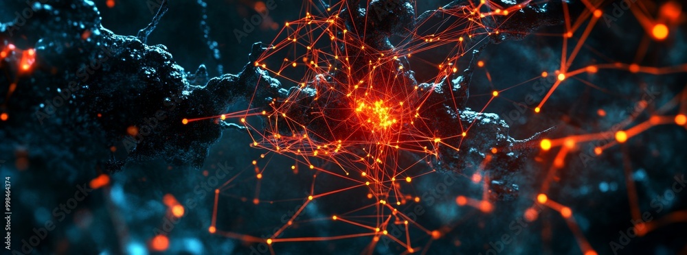 Poster depict a network of nodes participating in consensus without centralized control, thus showing the d