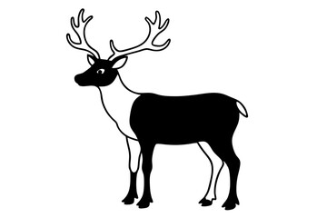 create christmas reindeer silhouette with big horn