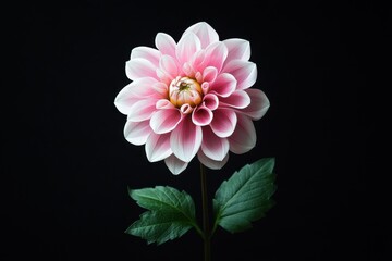 pink dahlia flower on black background