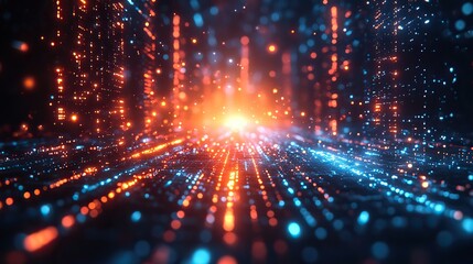 Fototapeta premium The abstract perspective sci-fi digital technology background features advanced tech elements for a futuristic design.