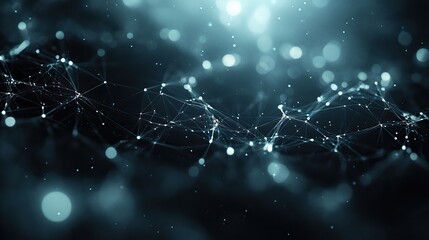 Obraz premium The abstract plexus background with glowing lines and dots offers a technology and science theme in a gray setting.