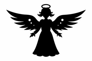 christmas angel silhouette vector illustration