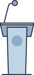 Illustration of a debate podium with a microphone, symbolizing public speaking, debates, and presentations.