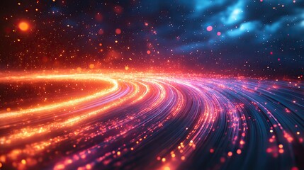 Obraz premium The abstract speed light background with glowing lines presents a modern technology scene with dynamic effects.