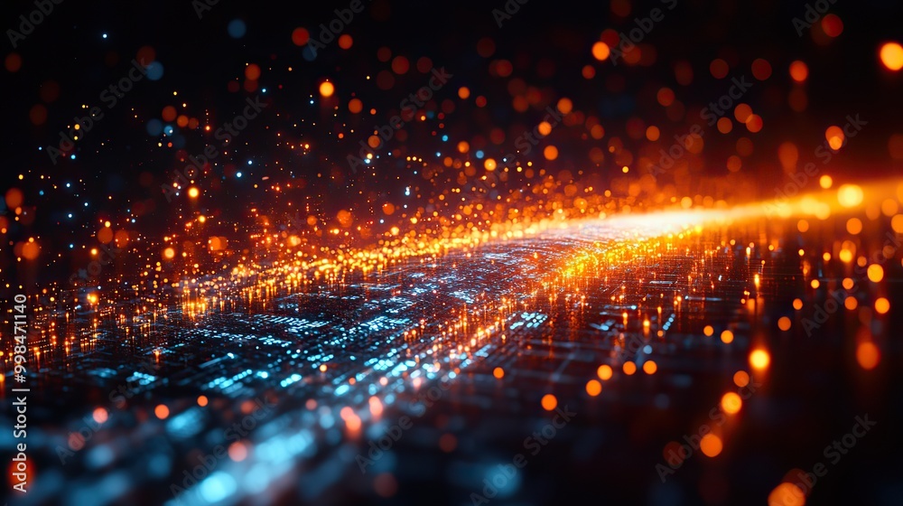 Wall mural the abstract technical background highlights digital data transmission and high-speed internet techn