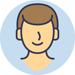 Obraz premium Minimalistic illustration of a male face with short hair, simple lines, and a neutral expression.