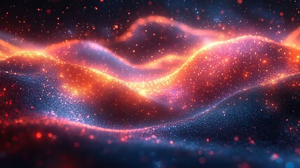 Fototapeta premium The abstract technology and dynamic background features colorful waves for an engaging design with tech elements.
