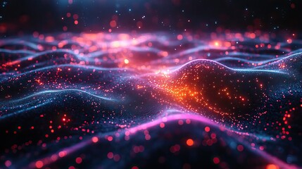 Obraz premium The abstract technology background with artificial intelligence highlights futuristic perspectives and big data visualization in 3D rendering.