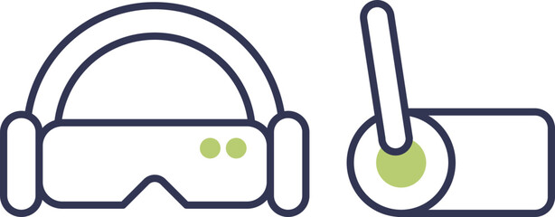 Minimalist illustration of a VR headset and controller, symbolizing virtual reality technology.