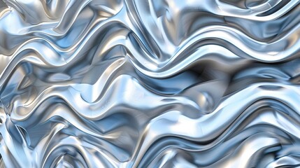 Fototapeta premium Metallic plastic 3d rendered wavy wallpaper abstract background