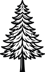 Single Spruce tree silhouette flat icon, vector illustration on white background.