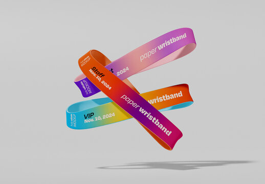 Three Silicone Wristbands Mockup