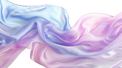 Obraz premium Soft smooth silky transparent fabric in blue pink and purple color, wavy satin isolated on white backgrounds