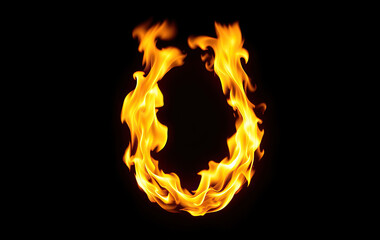 uppercase letter O in fire flames on black background hot alphabet fiery letters burning text design elements