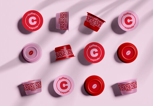 Top View of Coffee Capsules Mockup Set