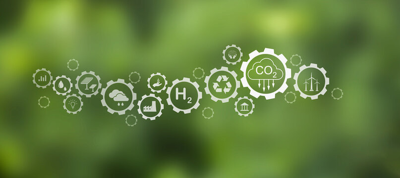 The carbon neutral concept reduces CO2 emissions, reducing global warming. Goal of net zero carbon emissions 2050	