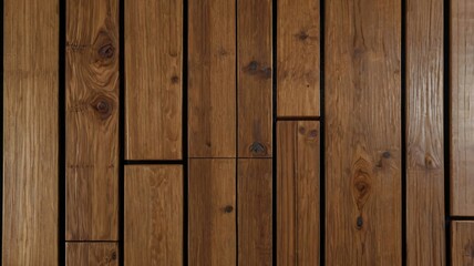 Naklejka premium Wall made of wood. Wooden panels made from slats. Texture of vertical timber lines. Modern interior design from planks