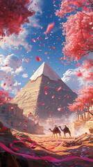 Obraz premium trendy colorful pyramids of giza