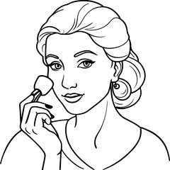 woman applying blush on