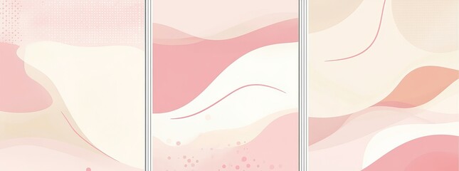 Pink and Peach Abstract Patterned Wallpaper Set