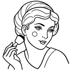 woman applying blush on