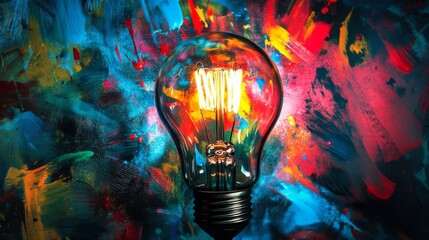 A vibrant image of a light bulb surrounded by colorful paint splashes, symbolizing creativity and inspiration, perfect for artistic and motivational contexts.