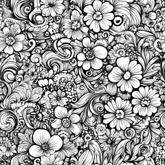 Obraz premium carpet or tile pattern 2D illustrator doodle wallpaper