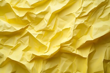 Crumpled yellow paper texture background with wrinkled effect	
