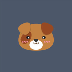 cute puppy head in flat vector design.