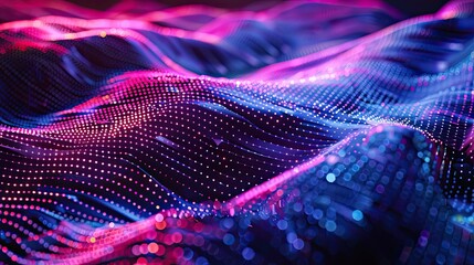 abstract wave background with glow particle of dots and lines