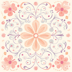 Fototapeta premium carpet or tile pattern 2D illustrator doodle wallpaper