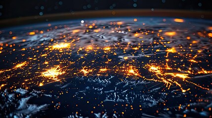 Flow of digital information. Global connection concept. Technology futuristic background