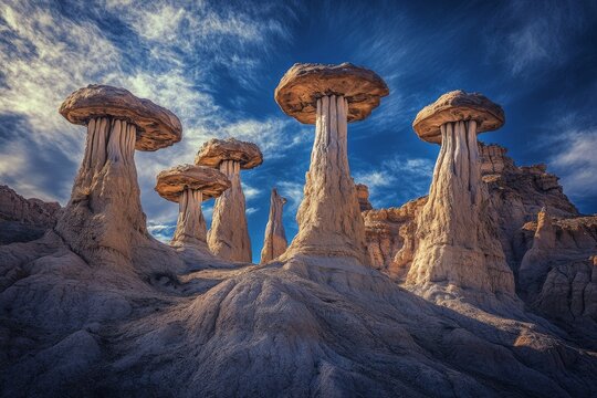 New Mexico, Bisti/De-Na-Zin Wilderness. Badlands eroded by Hoodoos.