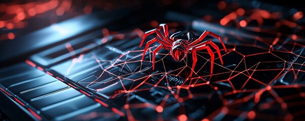 Stock market bar chart interlaced with spiderwebs, symbolizing the complexity of market networks