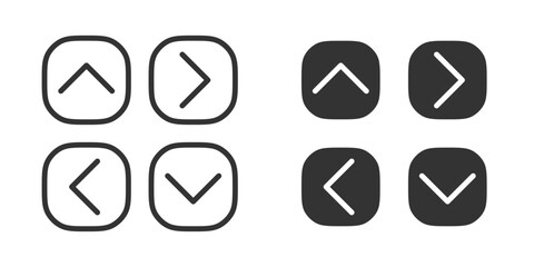 Arrows user interface cyberspace navigation filled and outlined buttons. Vector icons in flat style.