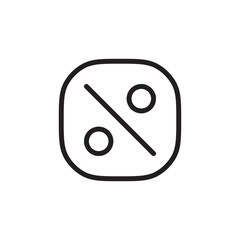 Percentage in soft square black outlined element isolated on white background. Vector icon in flat style