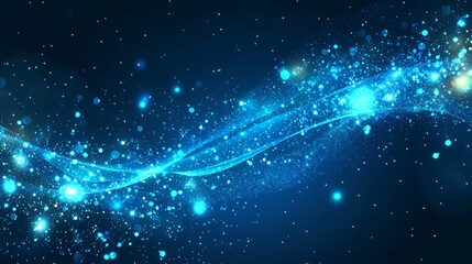 Fototapeta premium Blinking lights and bokeh effects on a blue glitter background - perfect for modern and elegant designs