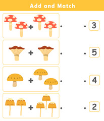 Math matching challenge for kids. Counting Game for Preschool Children. Addition activities for toddlers to practice early math concepts.