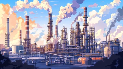 Obraz premium This illustration depicts a chemical, petrochemical, or processing plant.