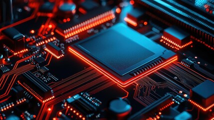 Obraz premium Minimalist motherboard design, abstract art style, Tech Background, Tech abstraction