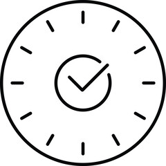 Wall clock with check mark linear simple style. Vector illustration