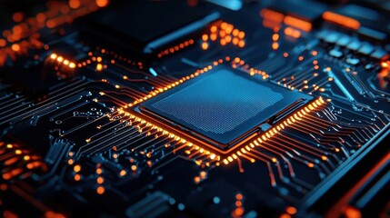 Obraz premium Minimalist motherboard design, abstract art style, Tech Background, Tech abstraction