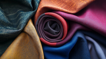 Fototapeta premium The roll of cloth made from gabardine fabric was smooth and durable, making it a great choice for tailoring sharp suits, trousers, and skirts that require a sleek, professional look.