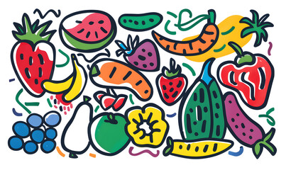 vegetable and fruits photo or illustrator on white background