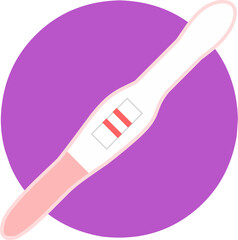 Illustration of a positive pregnancy test with purple background. The concept of pregnancy planning. A test with two stripes. Vector