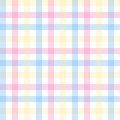 Colorful gingham seamless pattern.Checkered tartan plaid repeat pattern in blue yellow pink.Geometric vector illustration background wallpaper