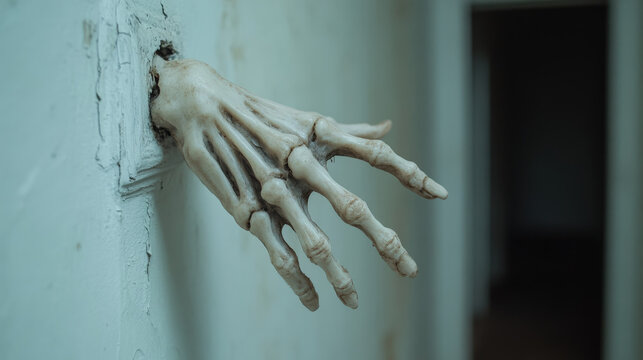 Detailed close-up of a ghost&rsquo;s hand reaching out, ultra-realistic capture of eerie and authentic details