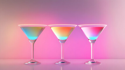 Colorful 3D Render of Martini Cocktails