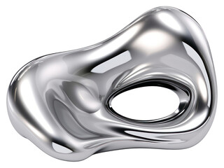 PNG Liquid Shape Chrome material silver shiny white background.